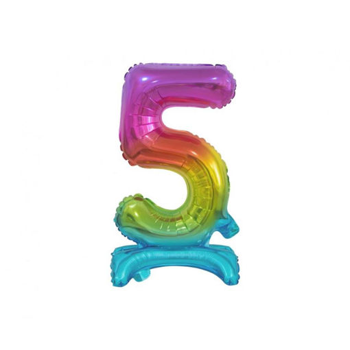 Picture of STANDING FOIL BALLOON 5 RAINBOW 38CM